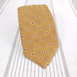 Canali Silk‎ Tie Gold Geometric Pattern Made in Italy Sophisticated Textured